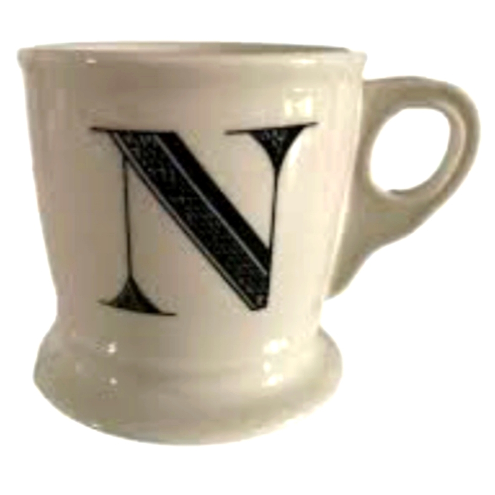 Anthropologie N Monogram Mug White Ceramic.